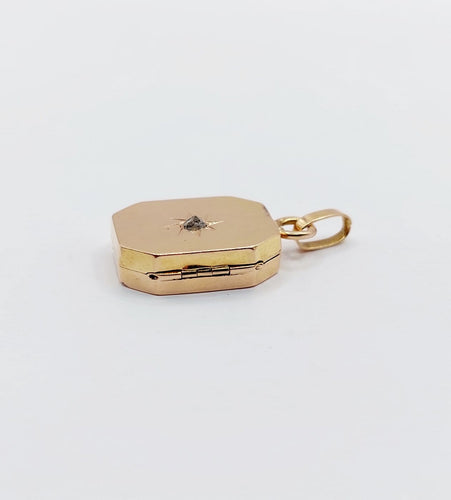 Pendentif porte-photo antique en or rose 18k et diamant 58 Facettes A07701