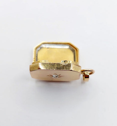 Pendentif porte-photo antique en or rose 18k et diamant 58 Facettes A07701