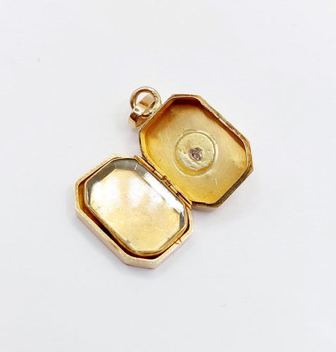 Pendentif porte-photo antique en or rose 18k et diamant 58 Facettes A07701
