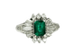 Ballerina - Bague vintage en platine, émeraude de Zambie et diamants