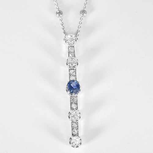 Collier pendentif en or blanc, saphir et diamants 58 Facettes B260469