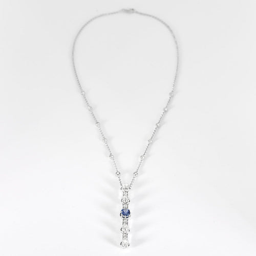 Collier pendentif en or blanc, saphir et diamants 58 Facettes B260469