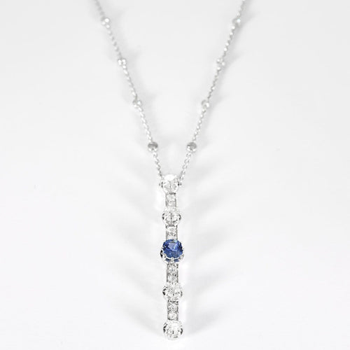 Collier pendentif en or blanc, saphir et diamants 58 Facettes B260469