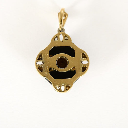 Art déco - Pendentif en or jaune et blanc, onyx et diamants 58 Facettes B260456