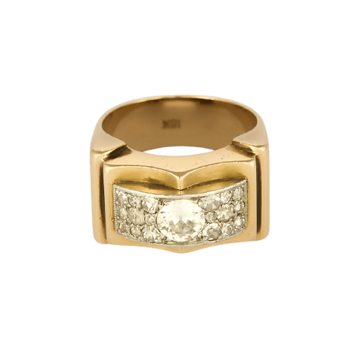 52 Tank - Bague en or jaune, or blanc et diamants 58 Facettes B260370