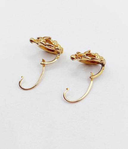 Boucles d'oreilles dormeuses vigne et raisin en or 18k 58 Facettes A07707