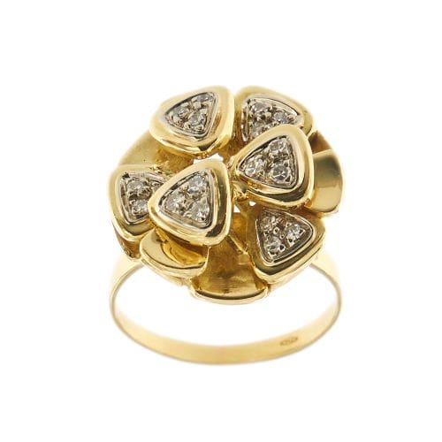 Bague 54 Bague fleur - Diamants en or jaune 18 ct 58 Facettes 31805