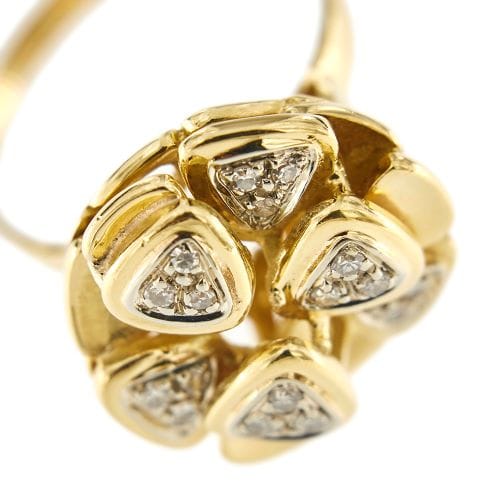 Bague 54 Bague fleur - Diamants en or jaune 18 ct 58 Facettes 31805