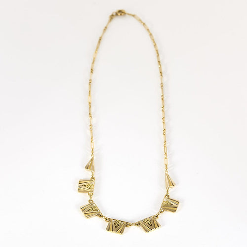 Collier palmettes en or jaune et argent 58 Facettes B260488