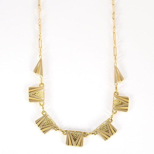 Collier palmettes en or jaune et argent 58 Facettes B260488