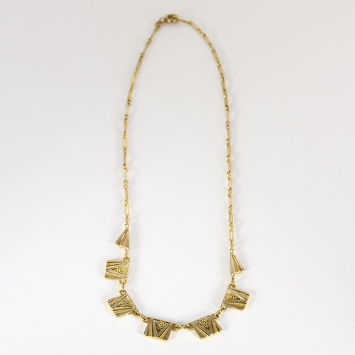Collier palmettes en or jaune et argent 58 Facettes B260488