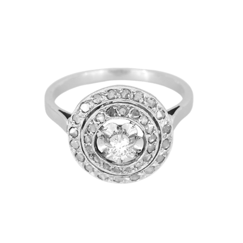 54 Bague en platine et or blanc avec diamants 58 Facettes B260411