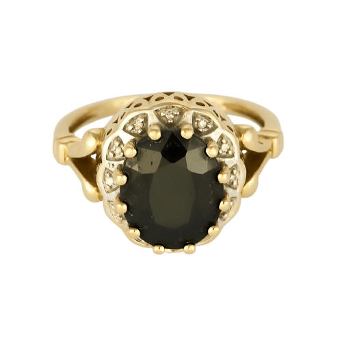 53 Bague marguerite en or jaune et blanc, saphir et diamants 58 Facettes B260474