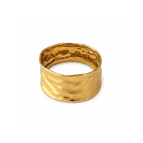58 Bague bandeau texturé en or jaune 58 Facettes B404