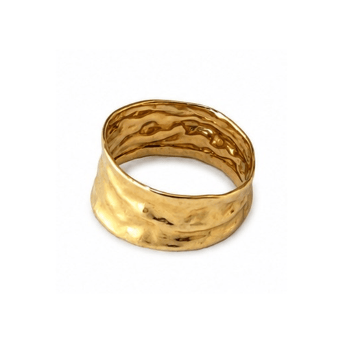 58 Bague bandeau texturé en or jaune 58 Facettes B404