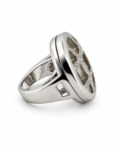 49 Cartier Pasha - Bague en or blanc, nacre et diamants 58 Facettes Pas