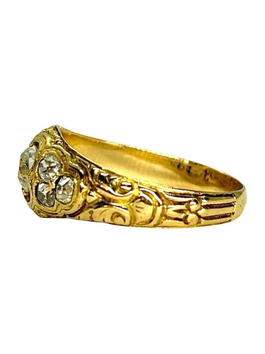 53 Bague ancienne en or jaune 18K et diamants 0,70 ct 58 Facettes 1396