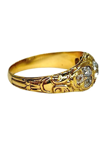 53 Bague ancienne en or jaune 18K et diamants 0,70 ct 58 Facettes 1396