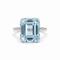 56 Bague Mid-Century en platine avec aigue-marine naturelle 58 Facettes RI-1071