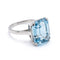 56 Bague Mid-Century en platine avec aigue-marine naturelle 58 Facettes RI-1071