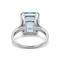 56 Bague Mid-Century en platine avec aigue-marine naturelle 58 Facettes RI-1071