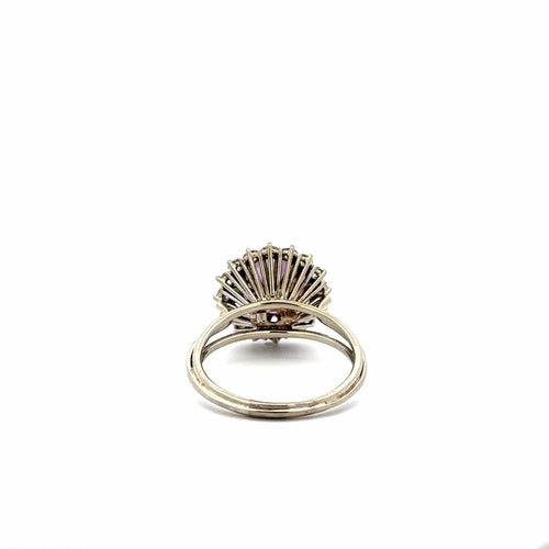 Bague 57 Bague vintage en or blanc 18 ct avec améthyste et diamants 58 Facettes 50504