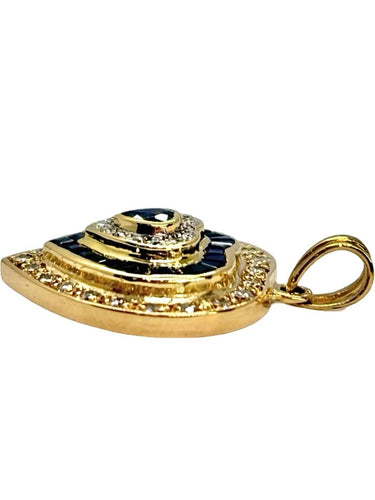 Pendentif cœur en or jaune, saphirs et diamants 0,55 ct 58 Facettes 2239