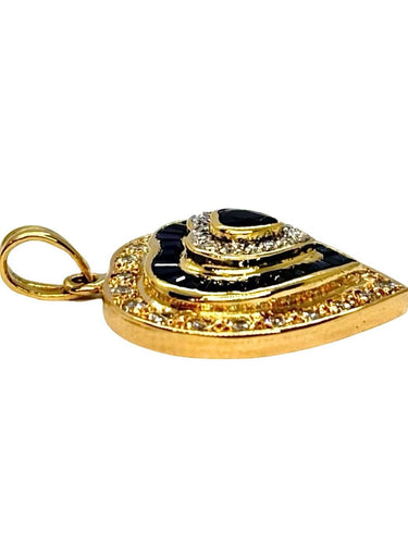 Pendentif cœur en or jaune, saphirs et diamants 0,55 ct 58 Facettes 2239