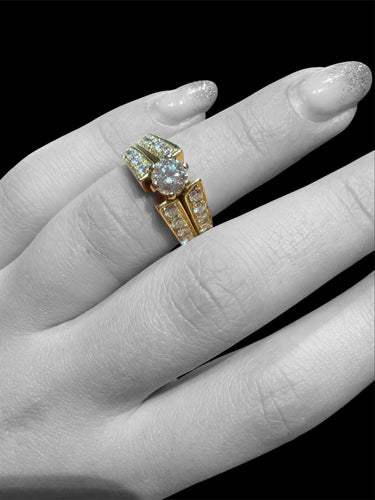 Bague 52 Bague solitaire 0,73 ct en or jaune 18K et diamants 58 Facettes