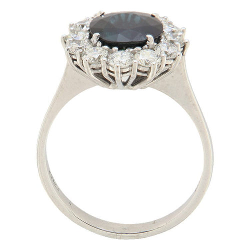 56 Bague en or blanc avec saphir 2,20 ct et diamants 58 Facettes G4008