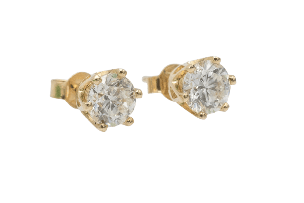 Boucles d'oreilles puces en or 14 carats et diamants