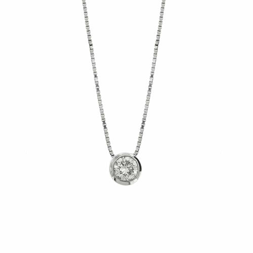Collier Collier point lumineux avec diamant 0,50 ct en or blanc 18 ct 58 Facettes 22378
