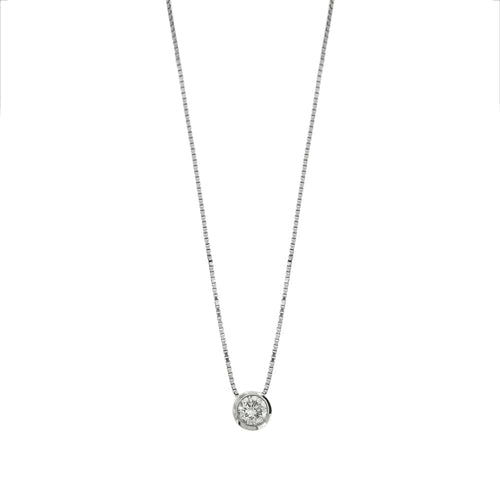 Collier Collier point lumineux avec diamant 0,50 ct en or blanc 18 ct 58 Facettes 22378
