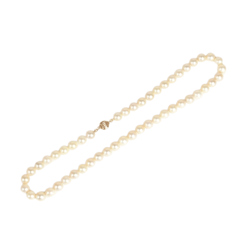 Collier 49 perles de culture blanches  AKOYA fermoir or 750°/°° 43,5 cm 58 Facettes ruellan9/4