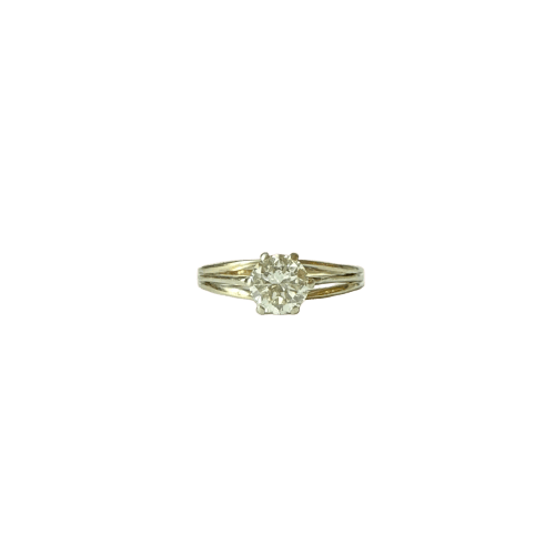 Bague solitaire années 1950 en or gris et diamant