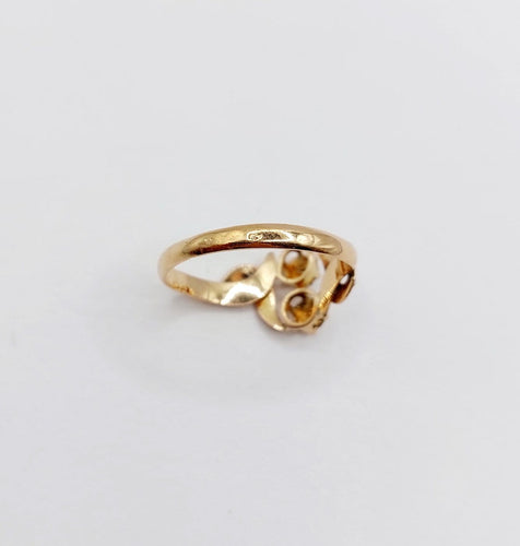 55 Bague toi et moi victorienne en or rose 18k et perles 58 Facettes A07719