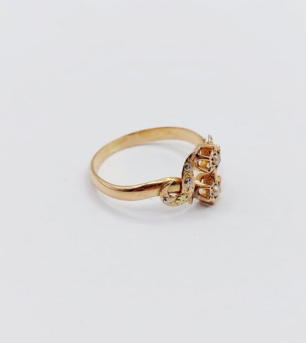 55 Bague toi et moi victorienne en or rose 18k et perles 58 Facettes A07719