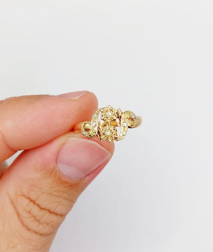 55 Bague toi et moi victorienne en or rose 18k et perles 58 Facettes A07719