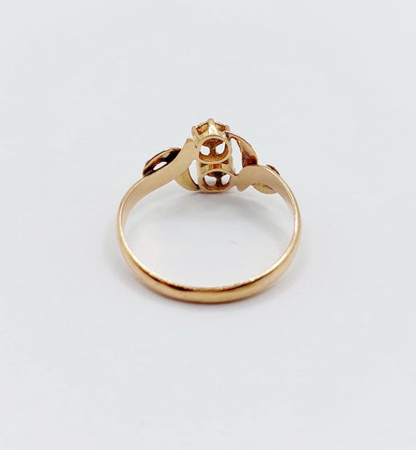 55 Bague toi et moi victorienne en or rose 18k et perles 58 Facettes A07719