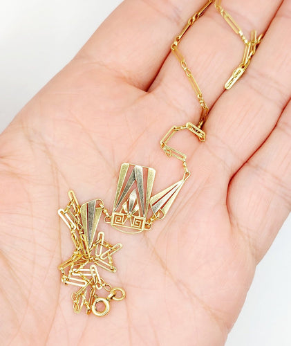 Collier Art déco à palmettes en or jaune et blanc 18k 58 Facettes A07722