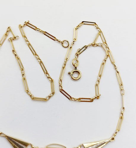 Collier Art déco à palmettes en or jaune et blanc 18k 58 Facettes A07722