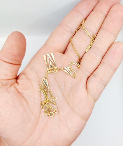 Collier Art déco à palmettes en or jaune et blanc 18k 58 Facettes A07722