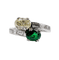 Bague 51 Bague toi et moi en or blanc 18k, diamant jaune et tsavorite 58 Facettes A07724