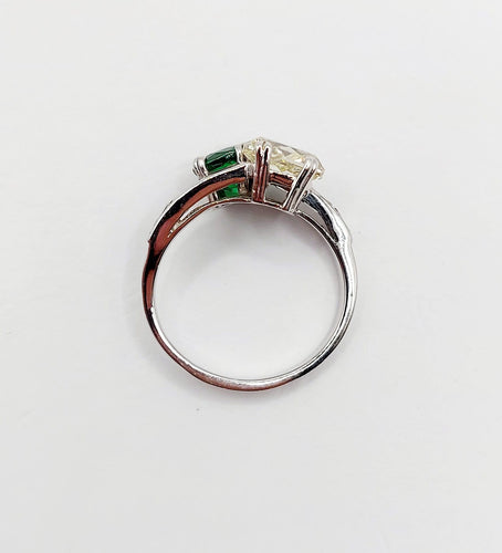 Bague 51 Bague toi et moi en or blanc 18k, diamant jaune et tsavorite 58 Facettes A07724