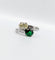 Bague 51 Bague toi et moi en or blanc 18k, diamant jaune et tsavorite 58 Facettes A07724