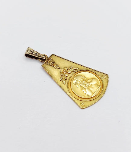 Pendentif LB - Médaille Art déco bébé en or 18K 58 Facettes A07726