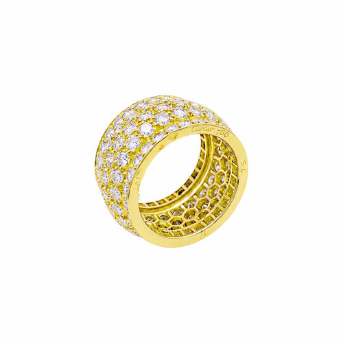 Bague 54 Cartier Nigéria - Bague bandeau en or jaune et diamants 58 Facettes 35961