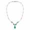 Collier Collier Art déco en or blanc avec émeraude colombienne et diamants 58 Facettes 50506