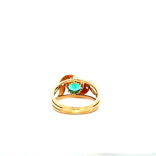 Bague 57 Bague vintage en or jaune avec émeraude de Colombie et diamants 58 Facettes 50507