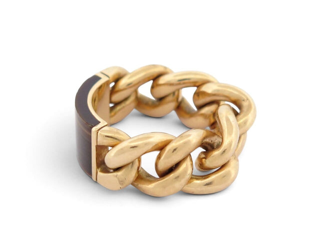 52 Christian Dior - Bague Gourmette GM en or jaune 18k et œil-de-tigre 58 Facettes 276676